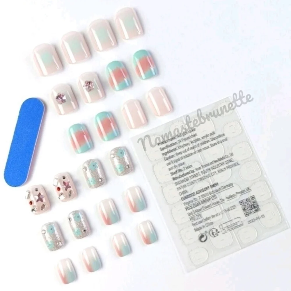 2/$16 3D Rhinestone Glitter Floral Press On Nails